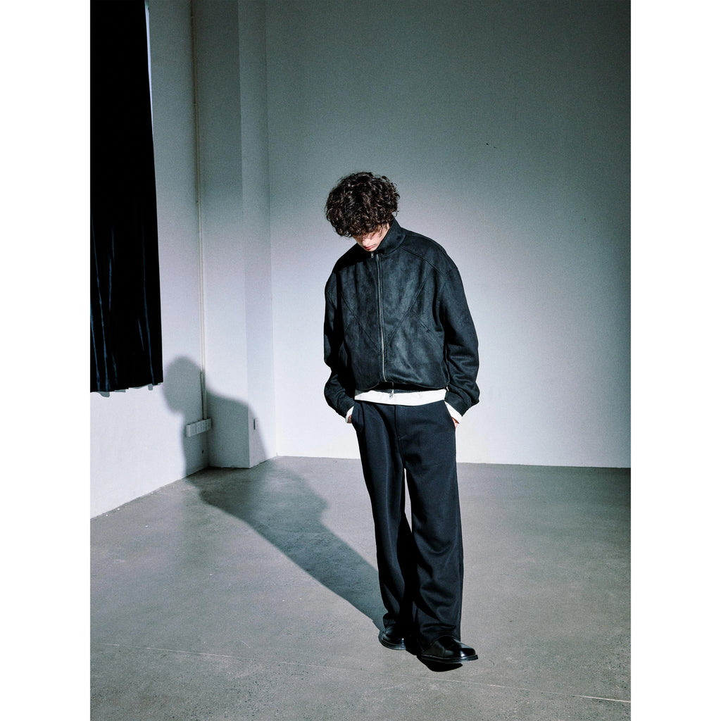 Anniehall Deconstructed Splicing Double Zip Stand-Up Jacket