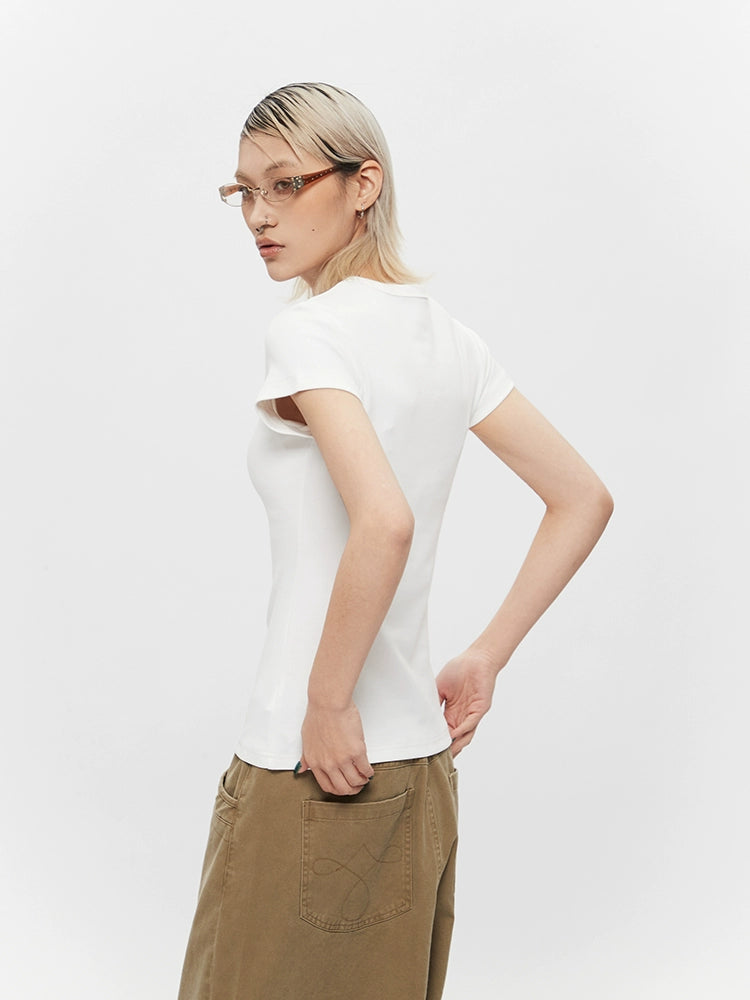 AIRHOOD Casual Slim-fit Front Shoulder Tee