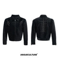 ArguECulturE Snakeskin Stitching Embroidered Slim-fit Leather Jacket