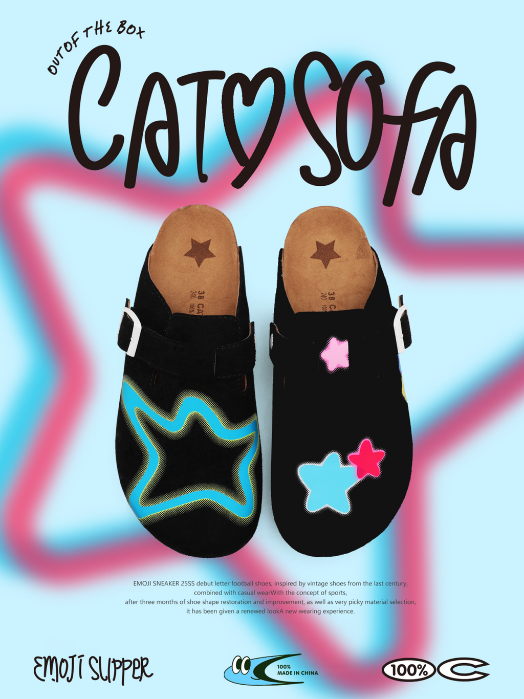 Cat & Sofa Polka Dot Star One Foot Outside Wearing Shoes