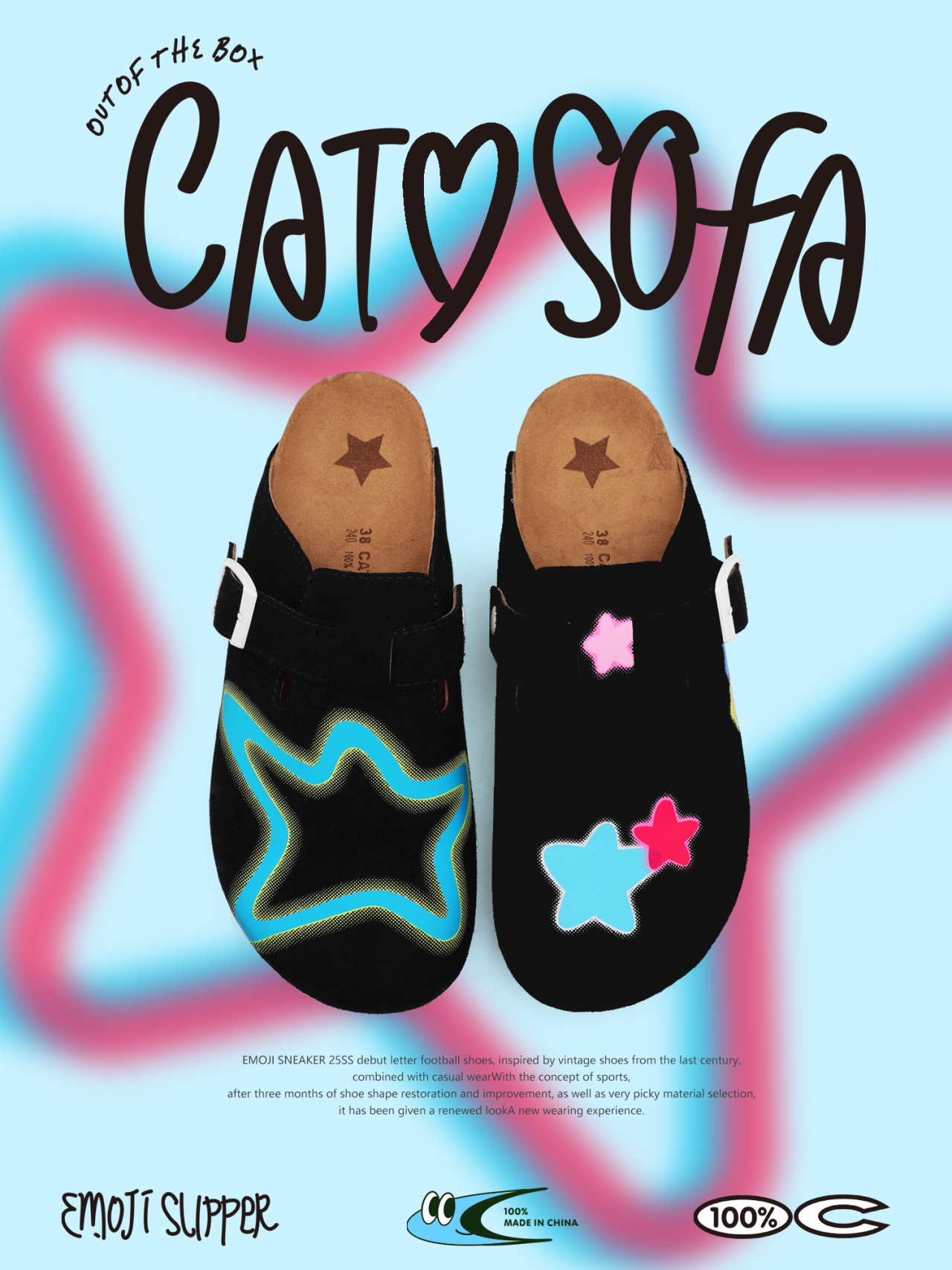 Cat & Sofa Polka Dot Star One Foot Outside Wearing Shoes