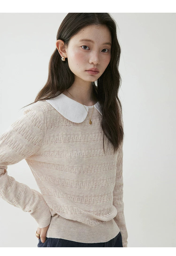 VOOE Contrast Shoulder Crew Neck Sweater