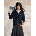 LOVEHEYNEW Embroidered Twisted Crew-neck Knitted Cardigan
