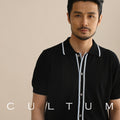 CULTUM Knitted Cutout Lapel Short-sleeved Cardigan