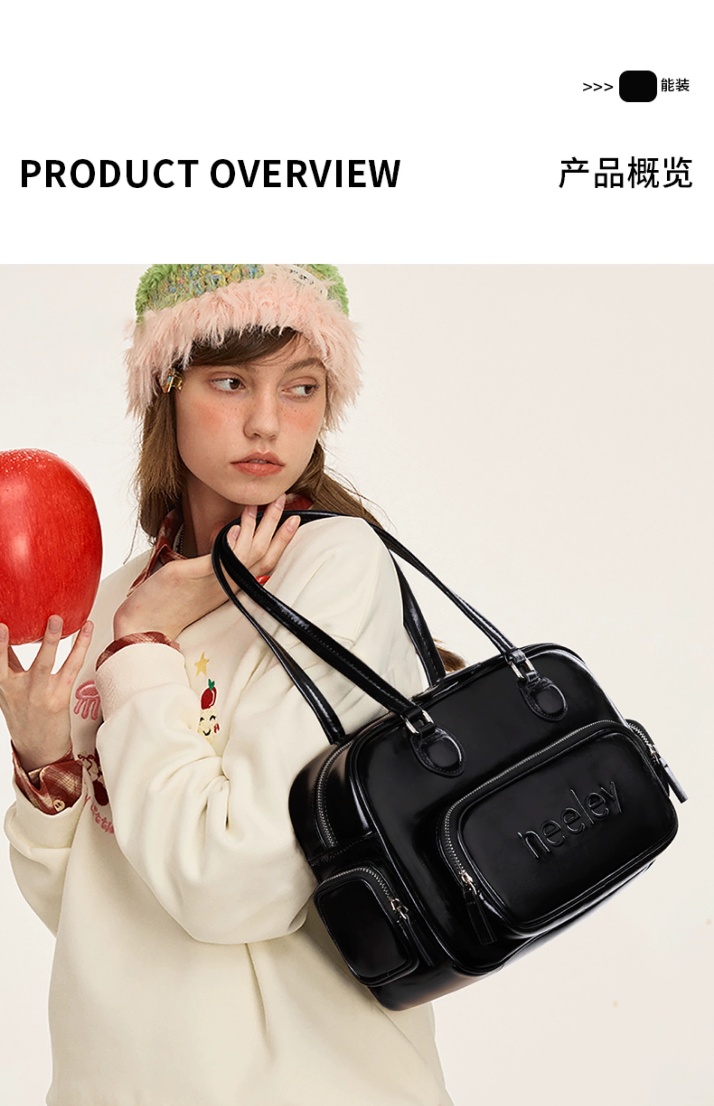 Neeley Large Capacity Vintage Textured Leather Underarm Bag