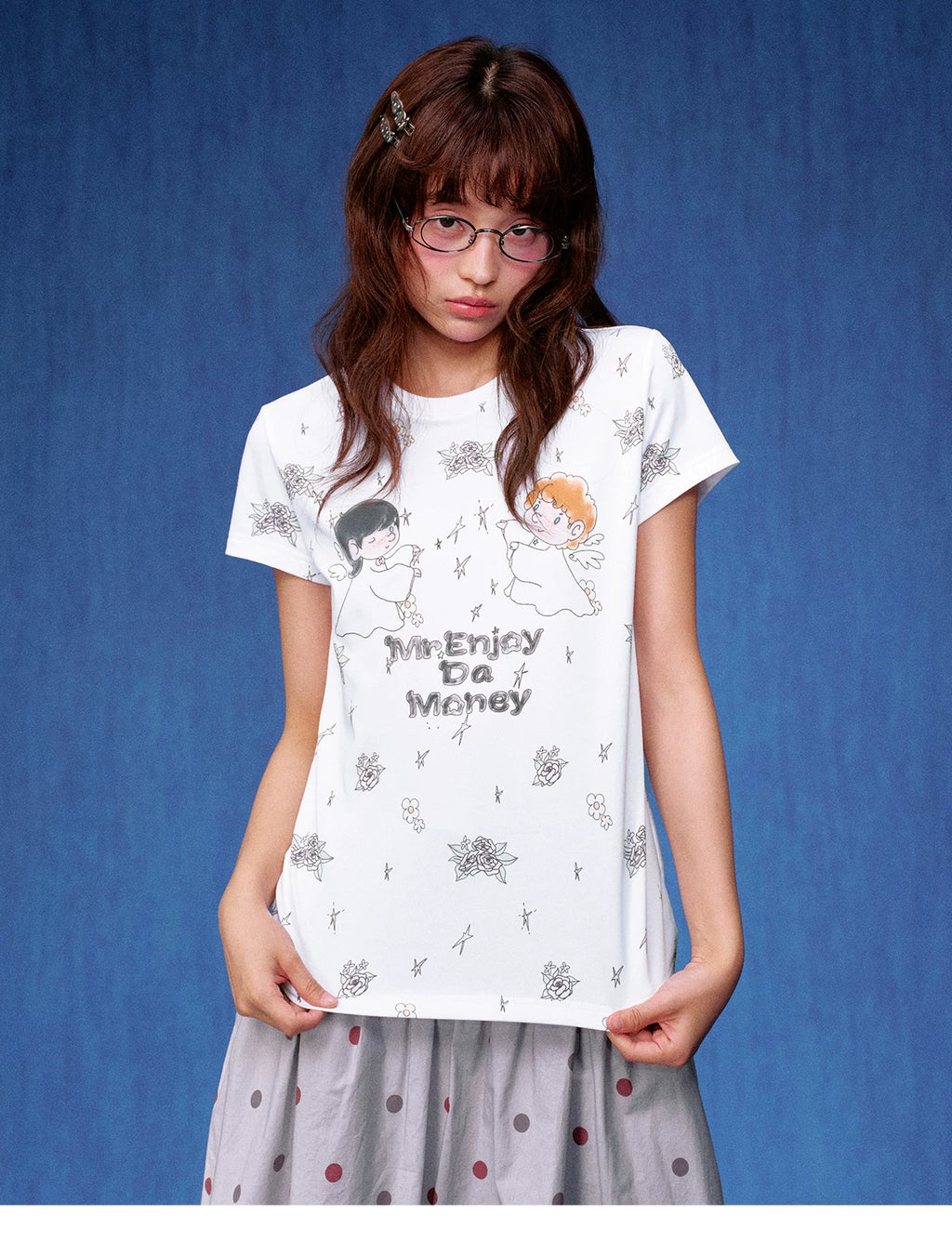 MEDM Casual Polka Dot Floral Versatile Tee