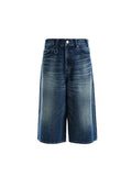 TERRAINCOGNITA Loose and Old Seven-point Denim Shorts