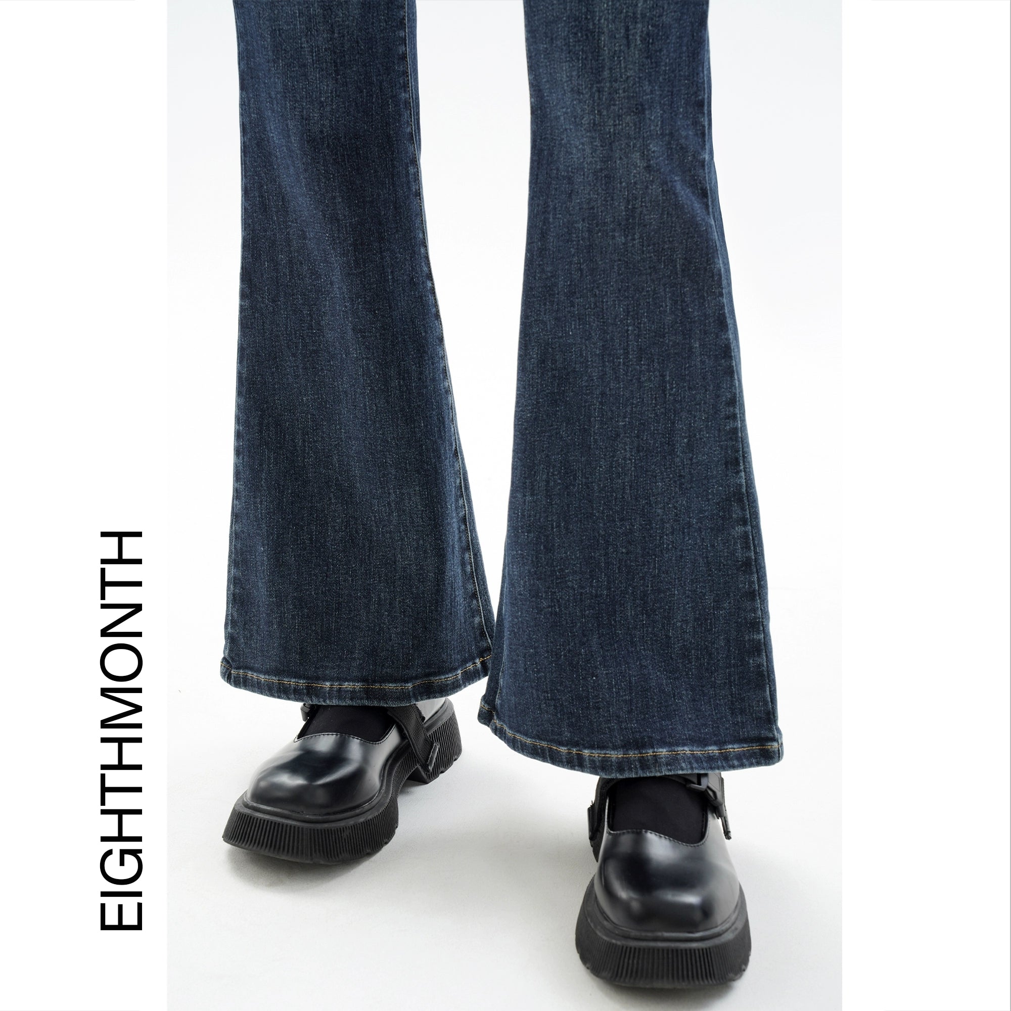 EIGHTHMONTH Slim-fit Denim Flared Straight-leg Pants