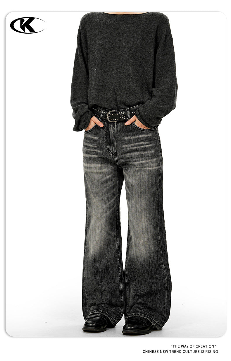11KN Vintage Loose and Versatile Wide Leg Straight Jeans