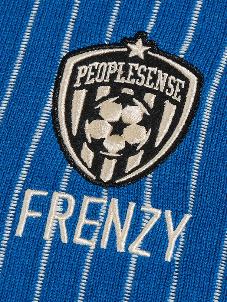 PEOPLESENSE Retro Football Style Stand-up Collar Zipper Knitted Tee