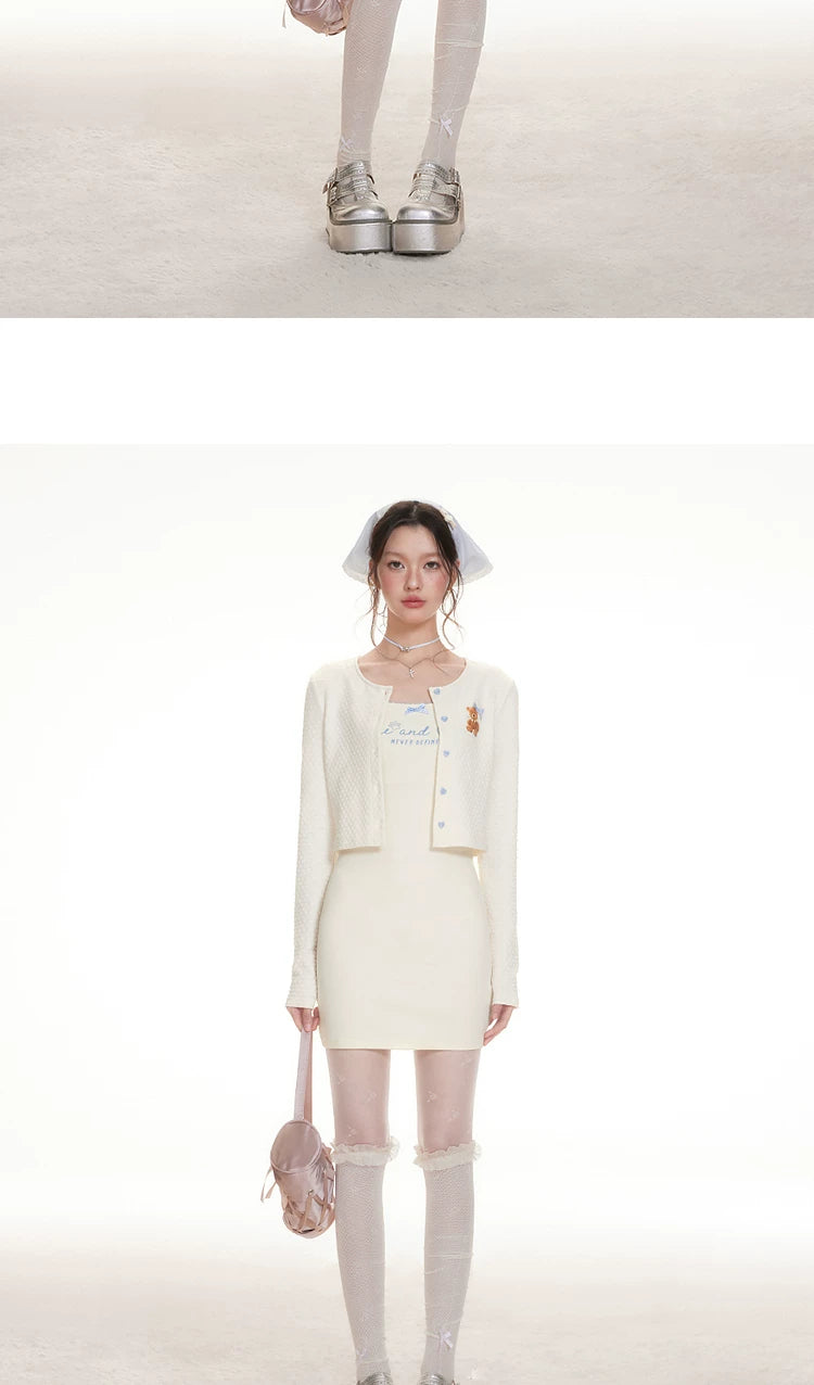 Imone Versatile Suspender Skirt Long-sleeved Cardigan Set