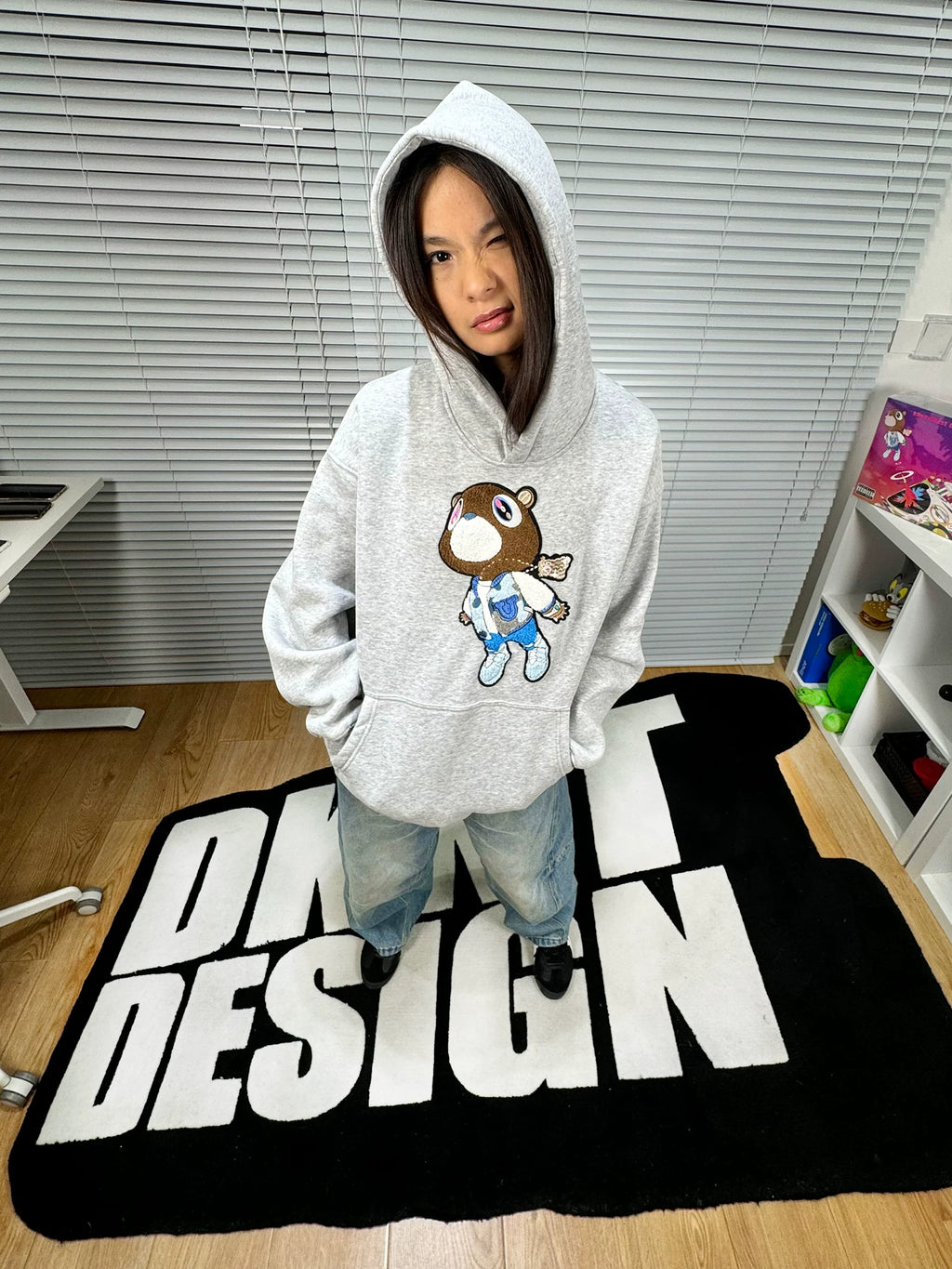 KANYE Towel Embroidered Pattern Fleece Heavy Sweater