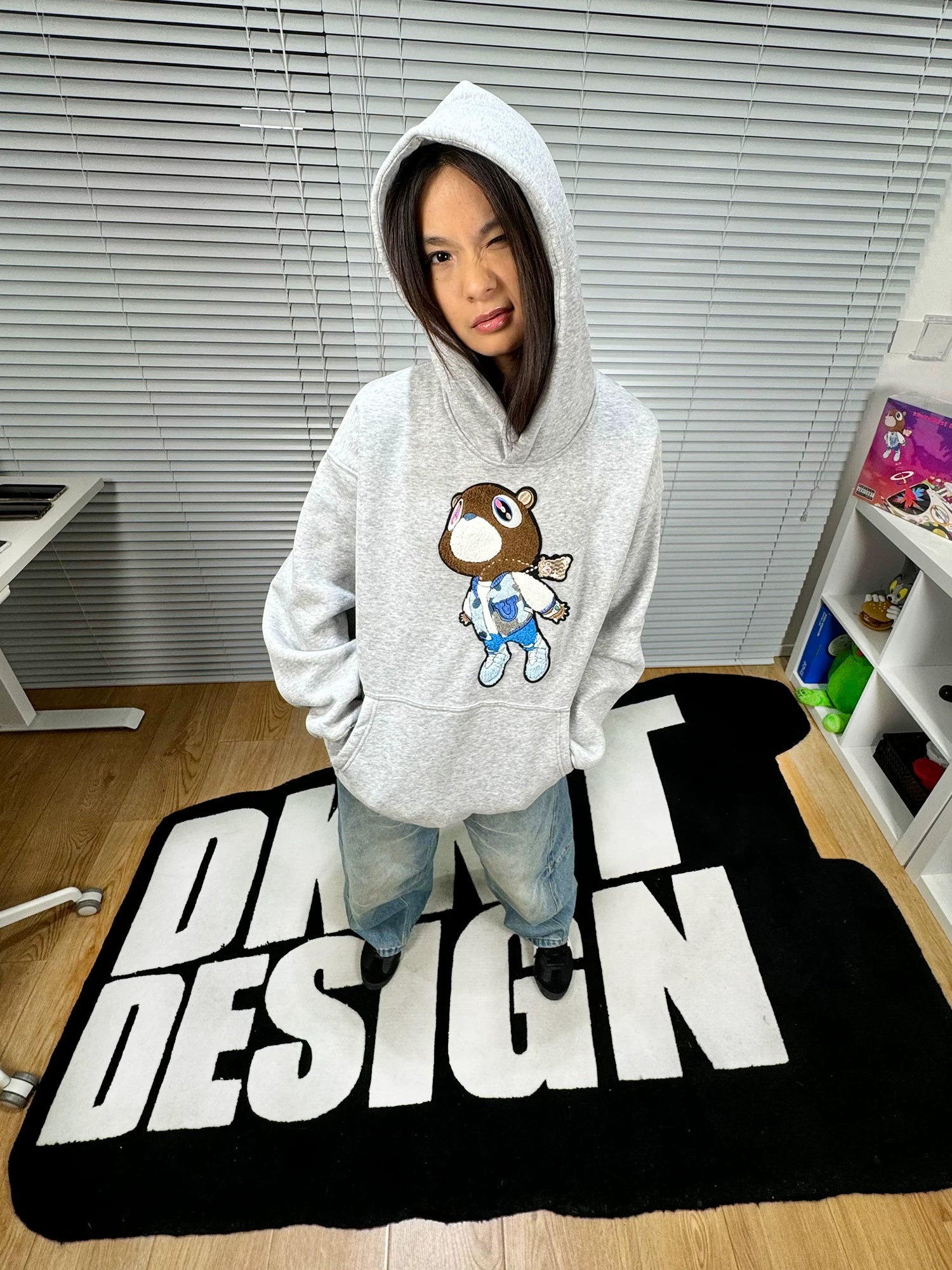 KANYE Towel Embroidered Pattern Fleece Heavy Sweater