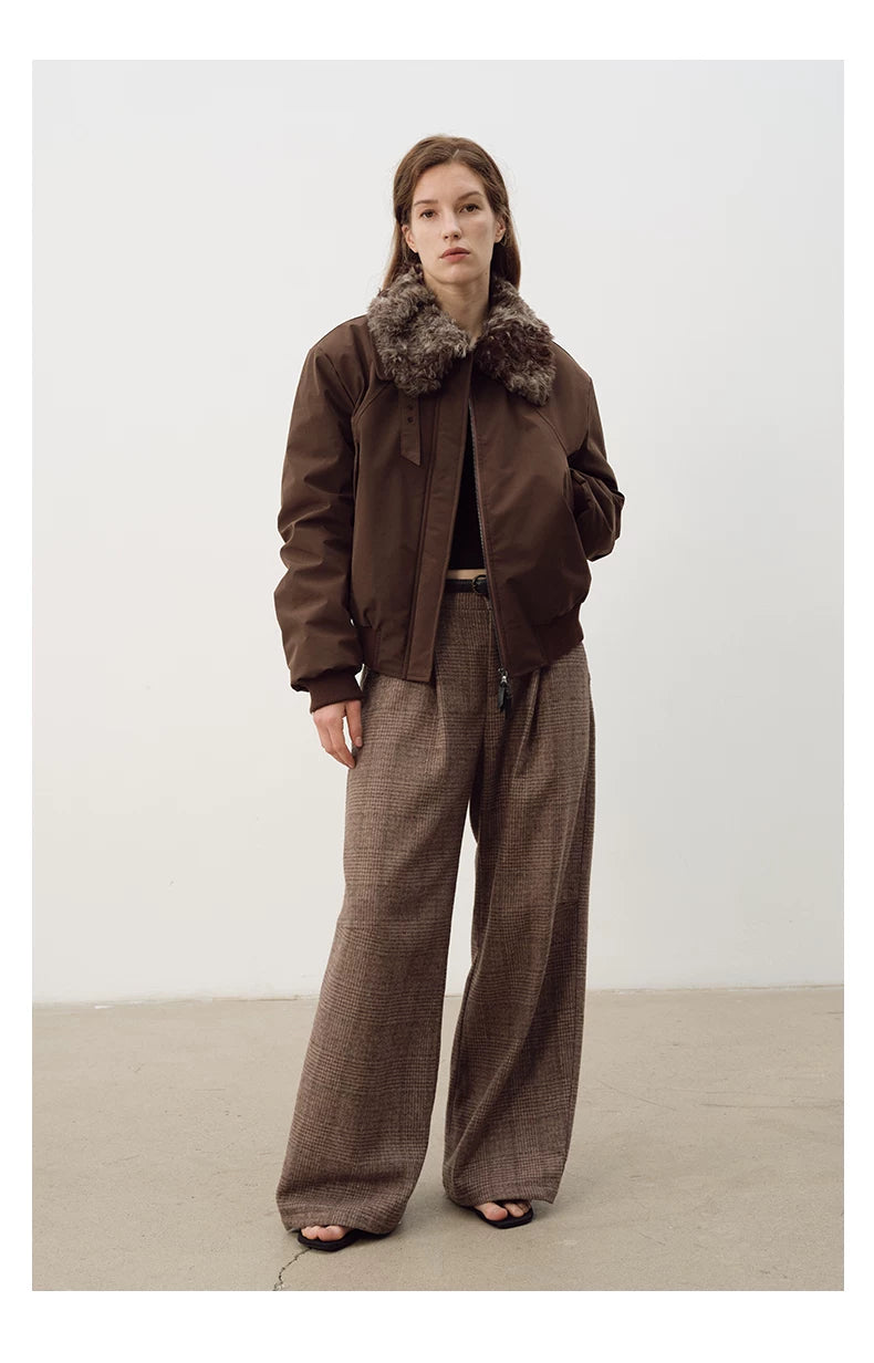 NOT UGLY Vintage Double-pleated Loose Plaid Casual Pants