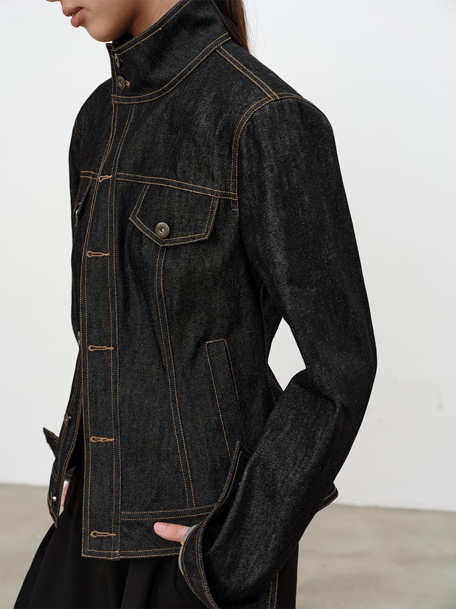 JCAESAR Diagonal Placket Waist Original Cow Jacket
