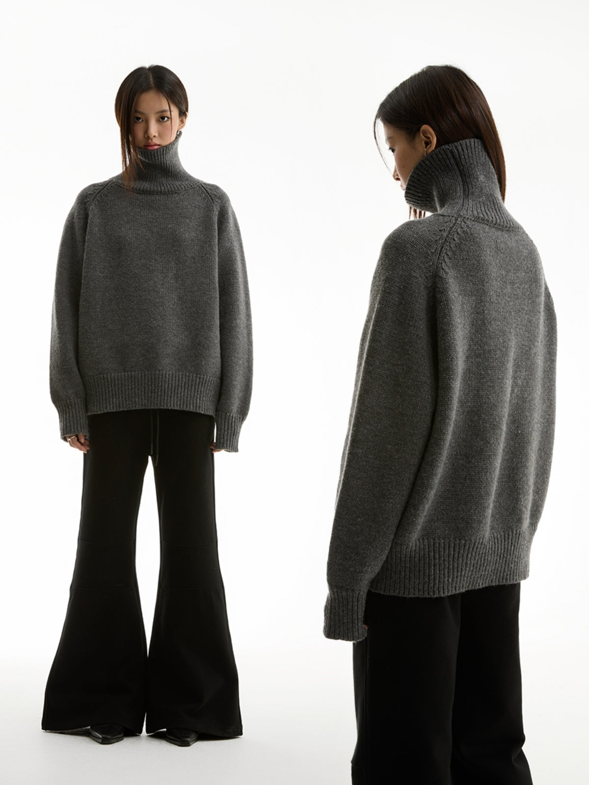 FUNKYFUN Loose-sleeved Turtleneck Knitted Sweater