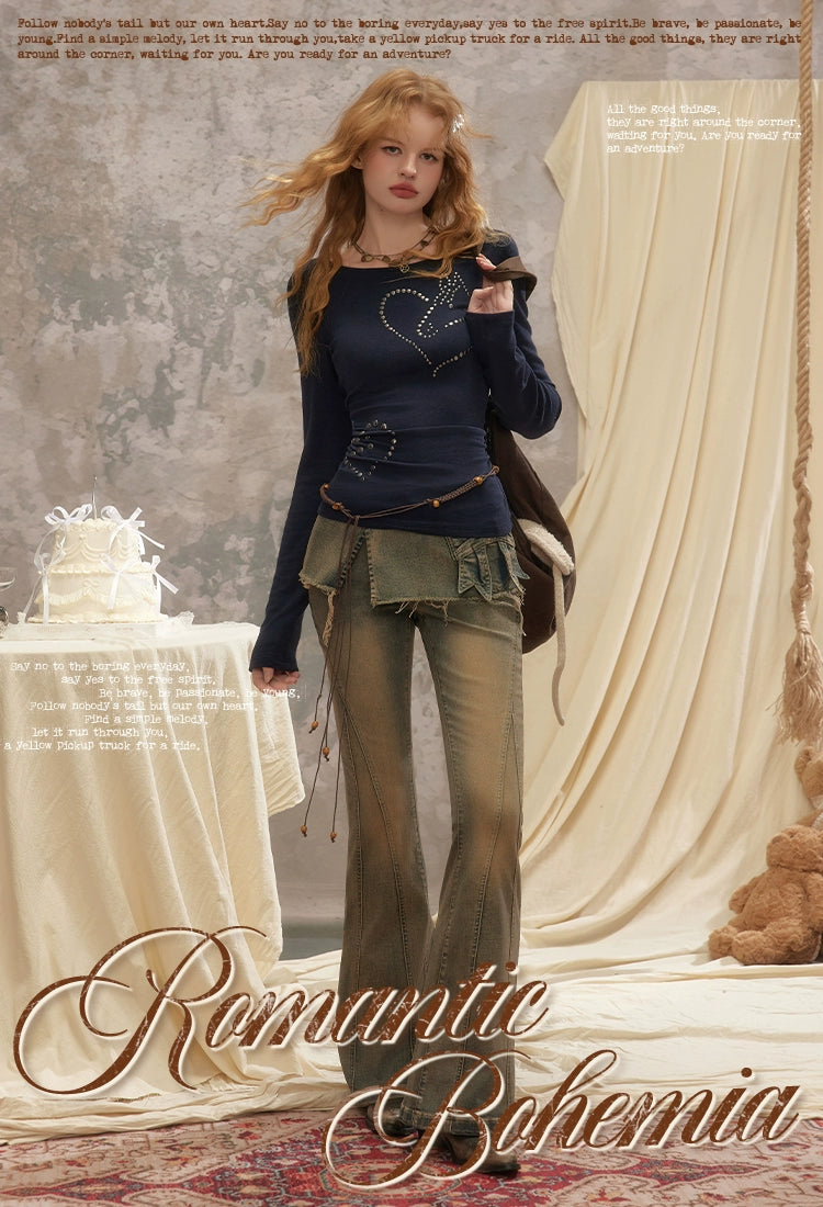 UNIFREE Vintage Micro-fart Curtain Jeans