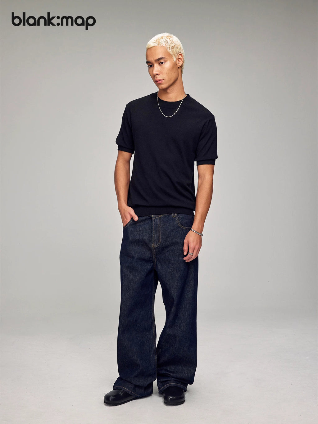 Blank Map Loose Straight Jeans