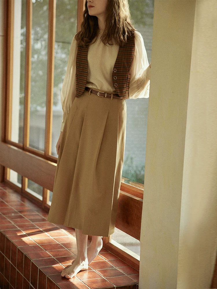 Cpaia Drape Lazy Retro High Waist Skirt