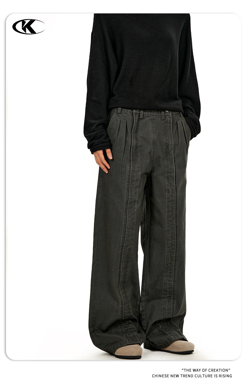 11KN Retro Wide-leg Loose Straight Slacks