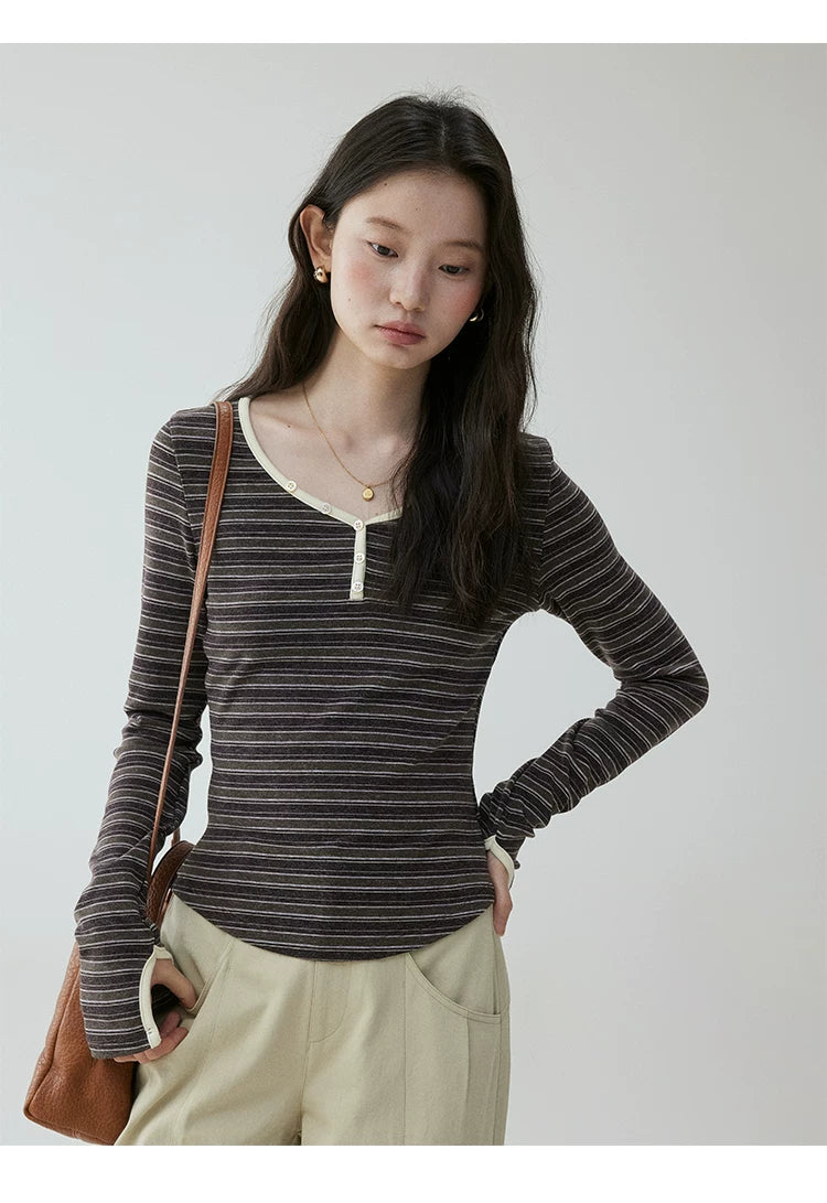 VOOE Contrast Striped Slim Tee