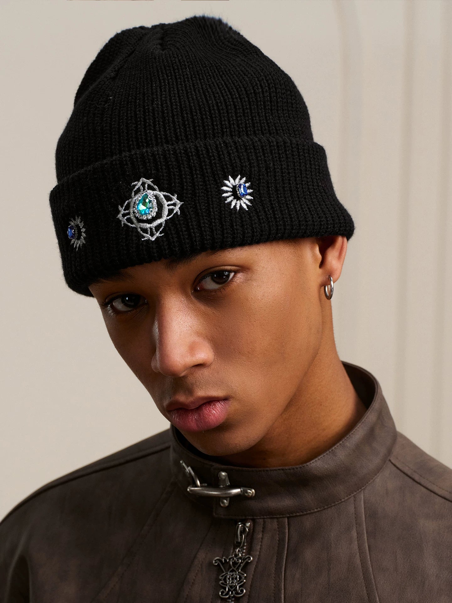 YADcrew Button Embellished Knitted Wool Cap