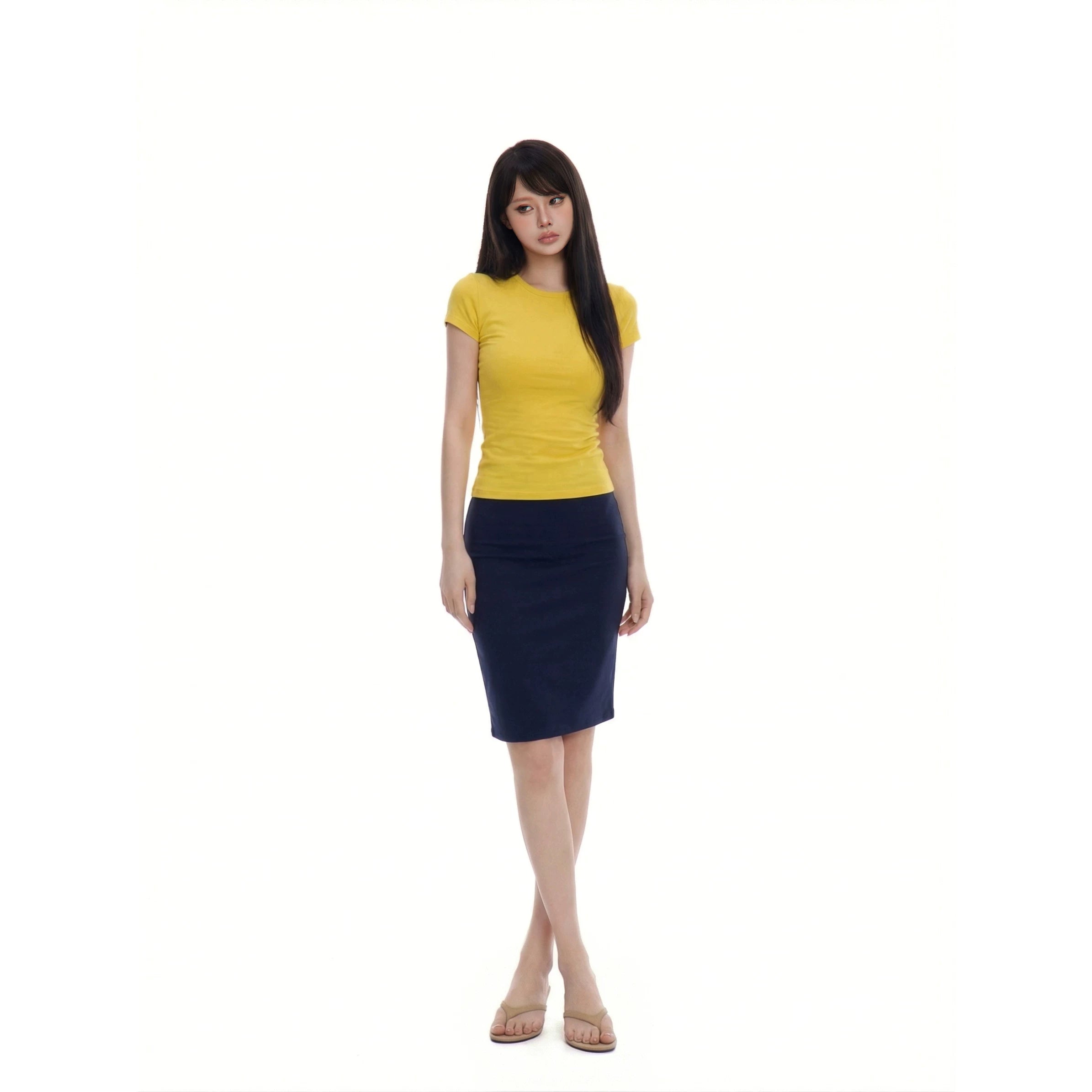 WITHMIN Straight Shoulders Slim and Slim Tee
