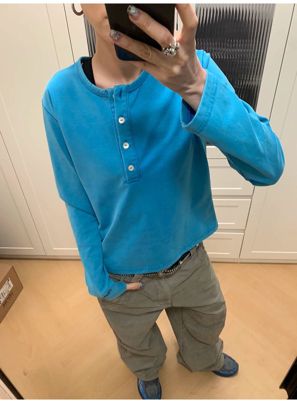 MMBBT Button Embroidery Simple Long Sleeve