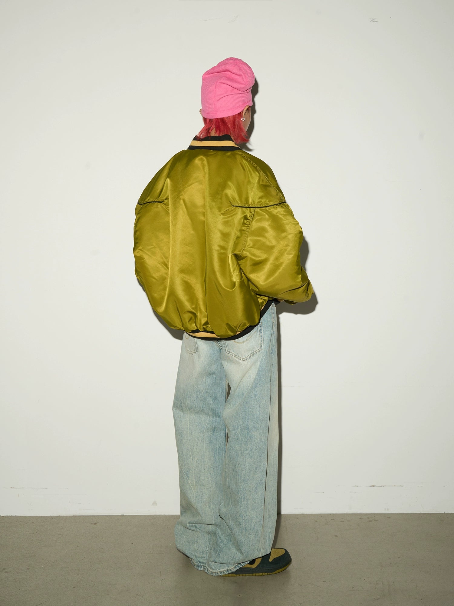 MICHINNYON V Neck Splicing Loose Cotton Jacket