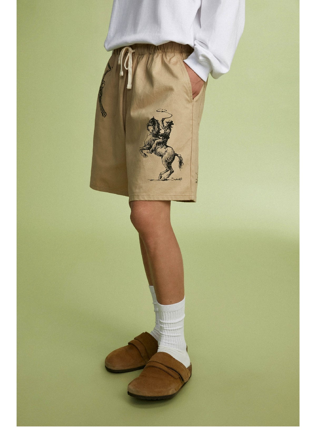 SUPERTOFU Hand-painted Pattern Arrangement Loose Casual Drawstring Shorts