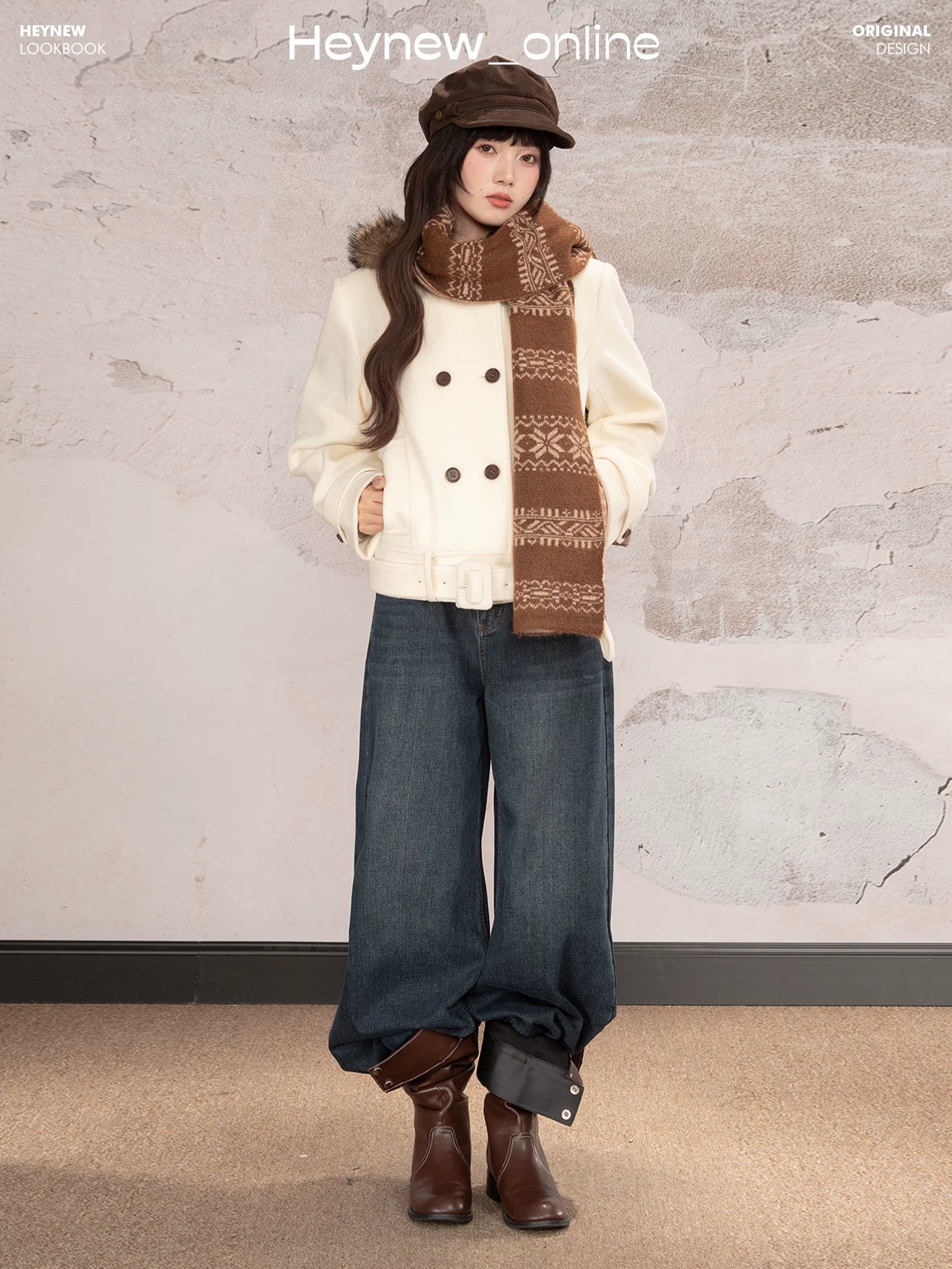 LOVEHEYNEW Double-breasted Hooded Woolen Thick Jacket