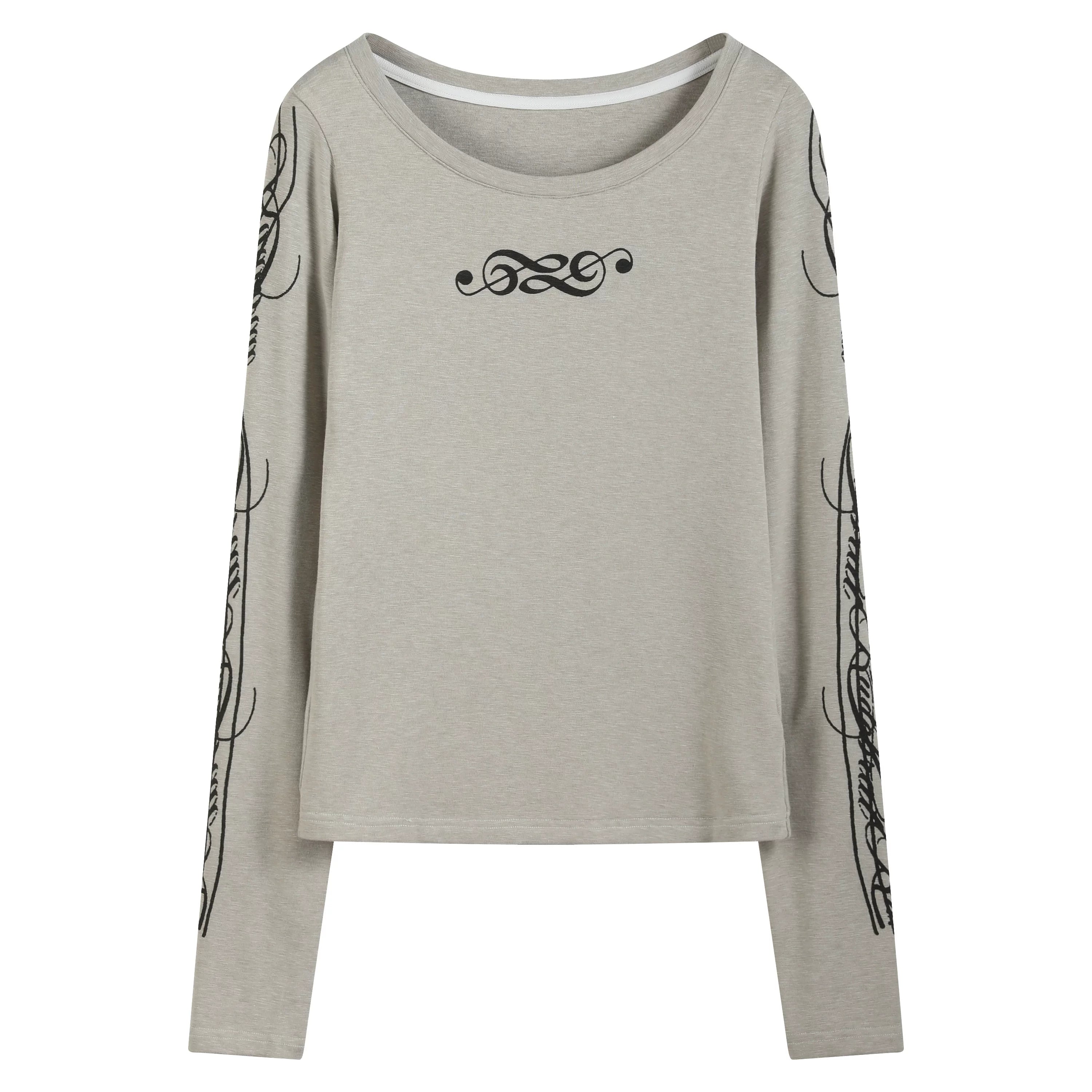 noEmosen music note flower printed long sleeve