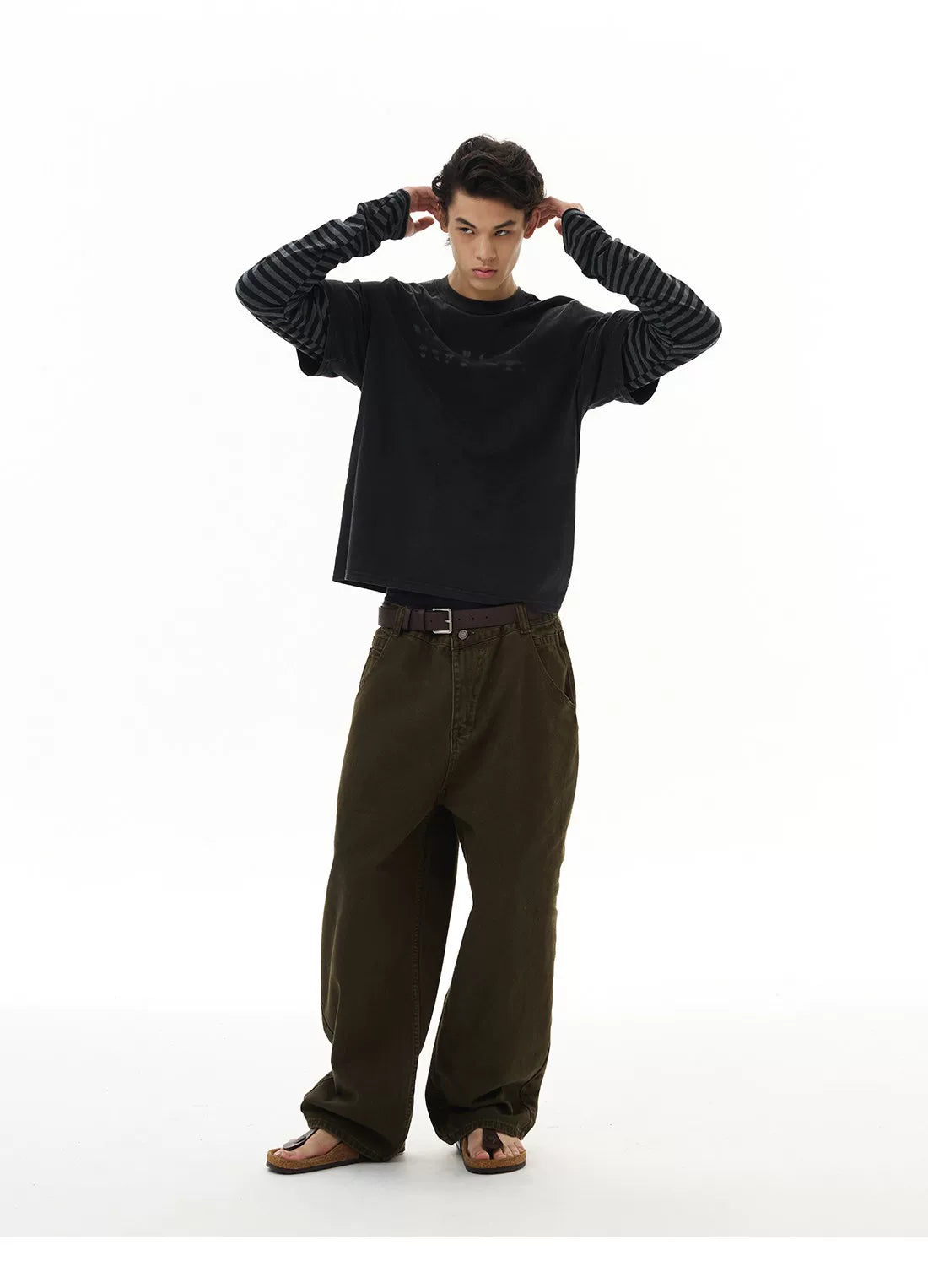WLNEXT Fake Two-piece Striped Casual Long Sleeve