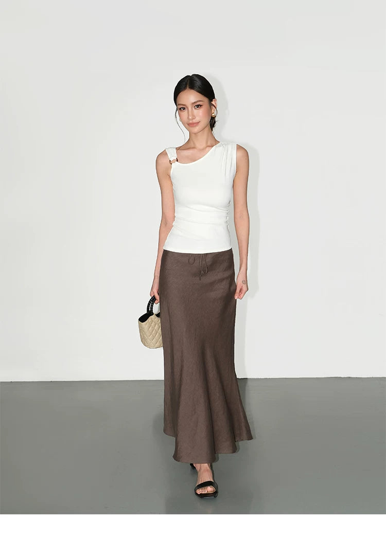 NEVA HU Slanted Shoulder Slim Fit Versatile Sling Vest