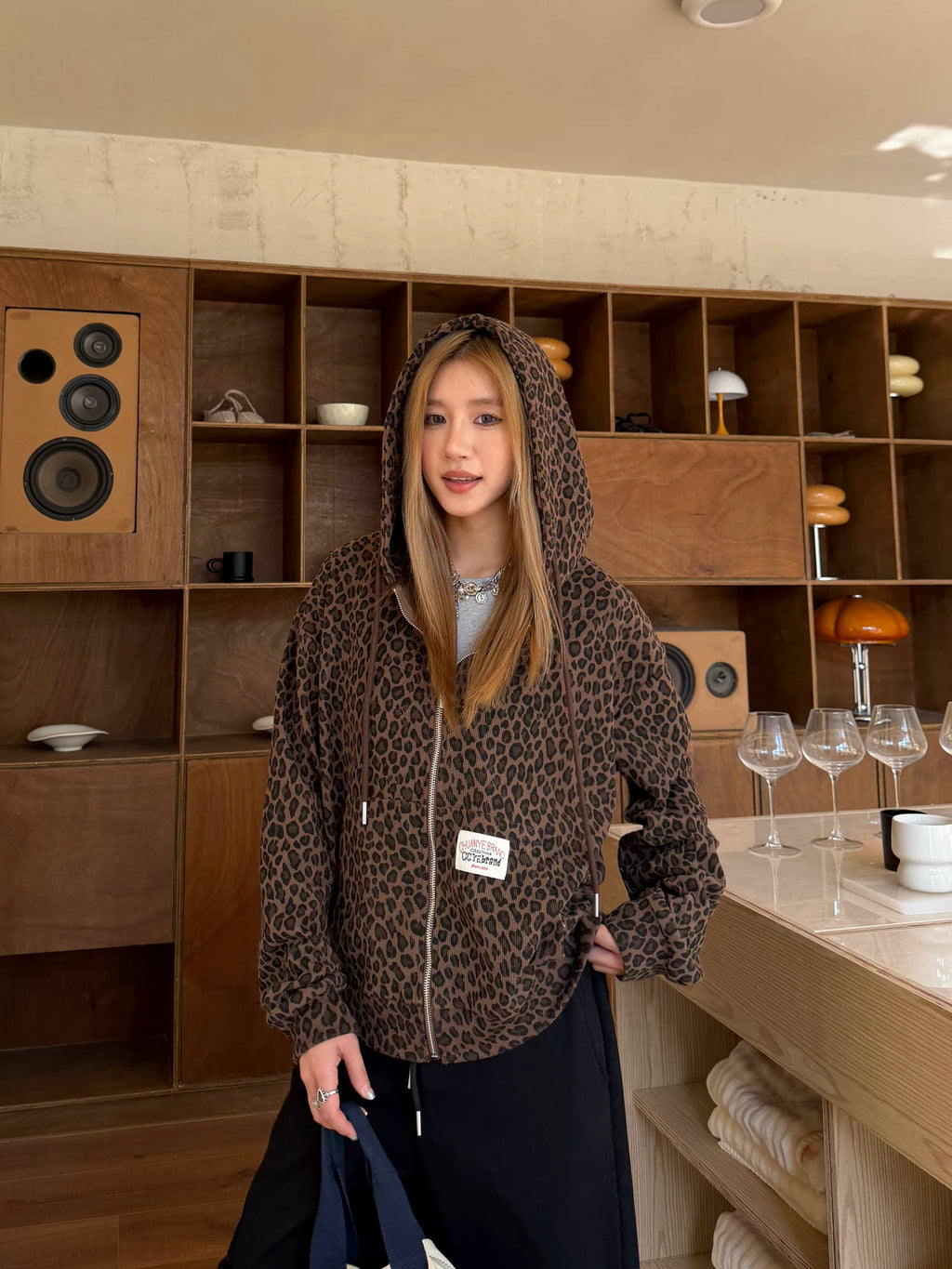 CCYE Waffle Leopard Print Jacket