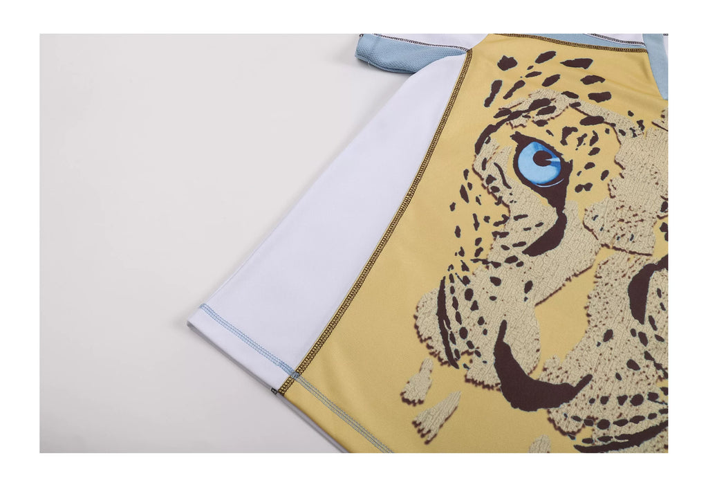 EK Leopard Print V Neck Casual Sports Tee