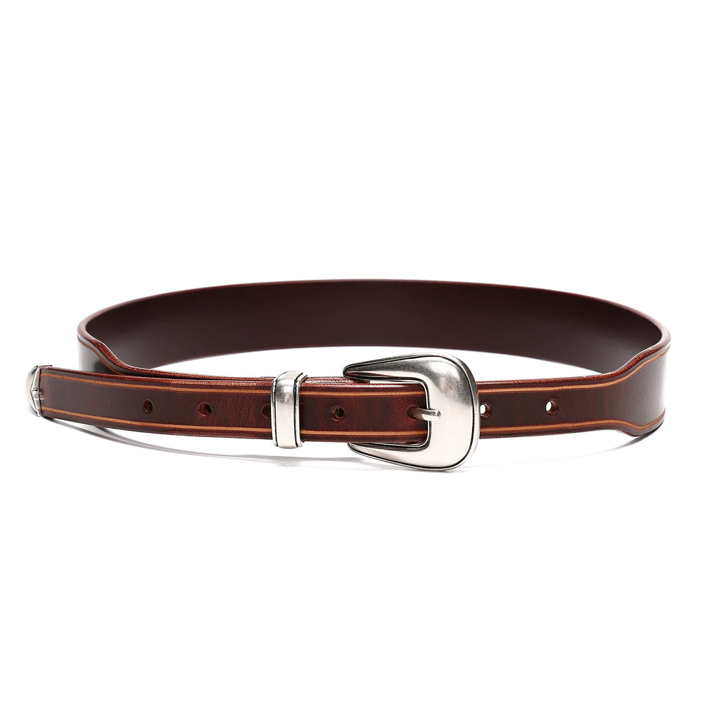 HALF WORK American denim cavalry belt retro tanned leather handmade pure cowhide leather belt for men and women