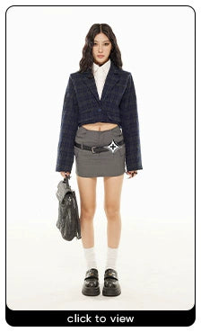 Zero Fake Two Plaid Short Blazer