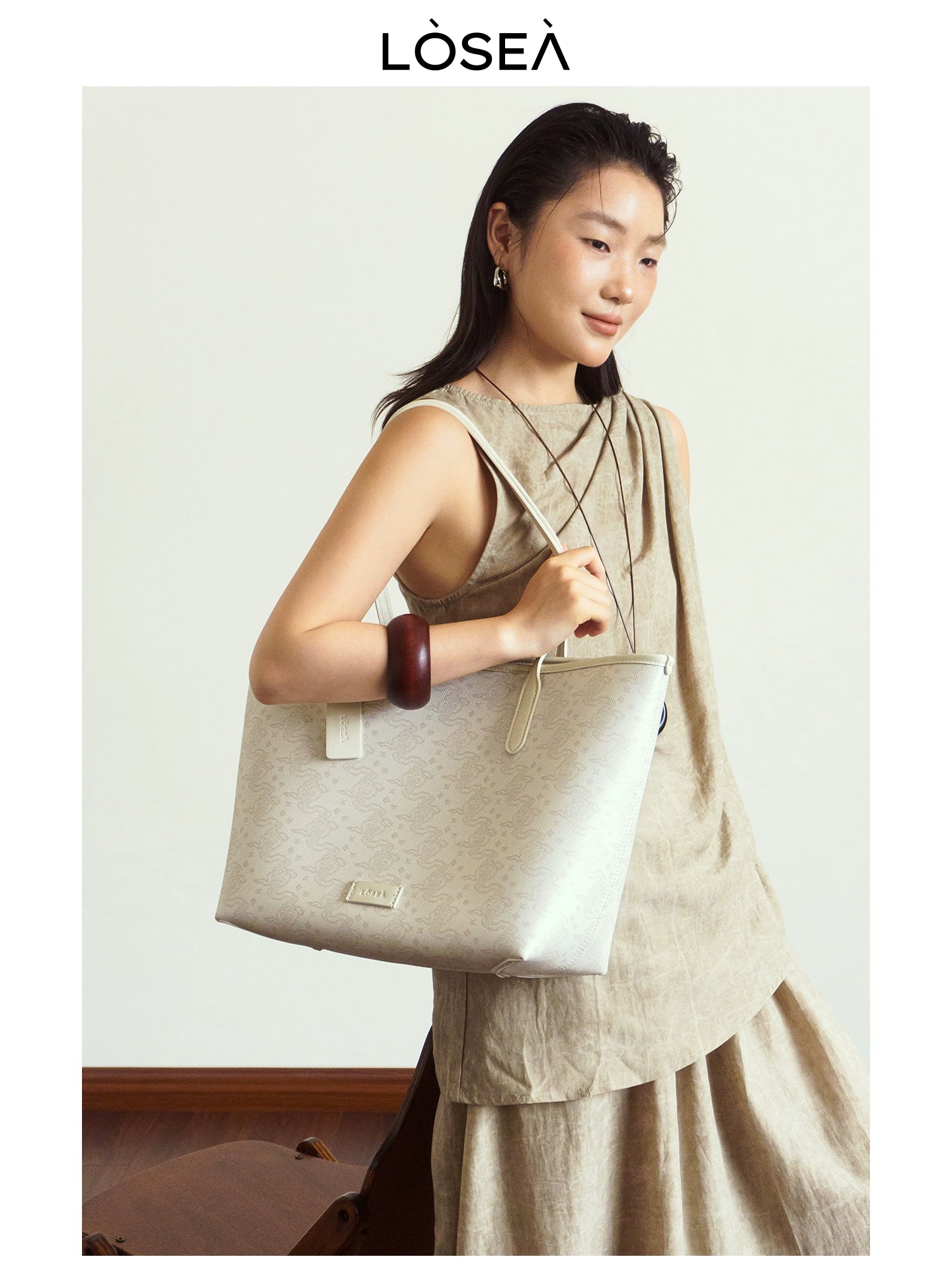 LOSEA Ruyi Moire Casual Simple Tote Bag