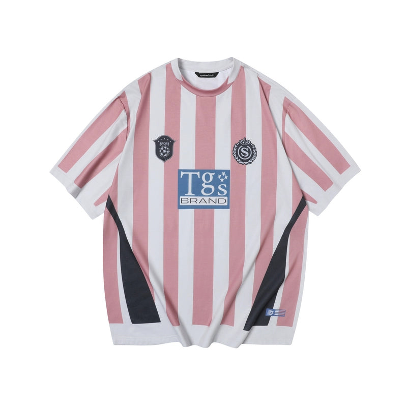 TGNS Vertical Striped Retro Sport Loose Tee