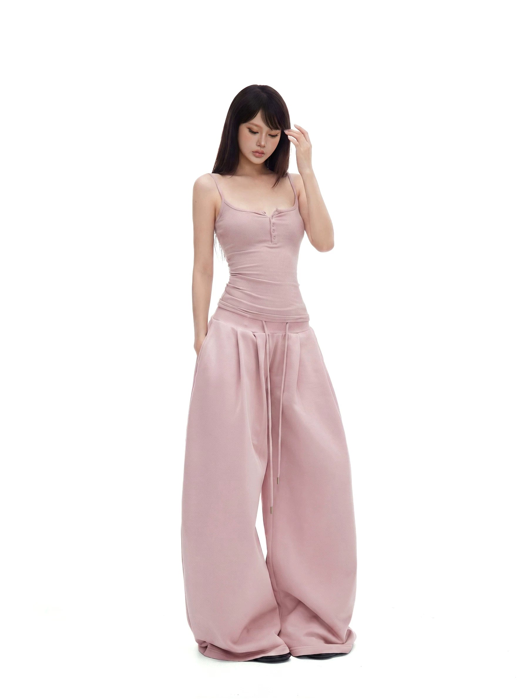 WITHMIN Waist Suspender Slacks Set