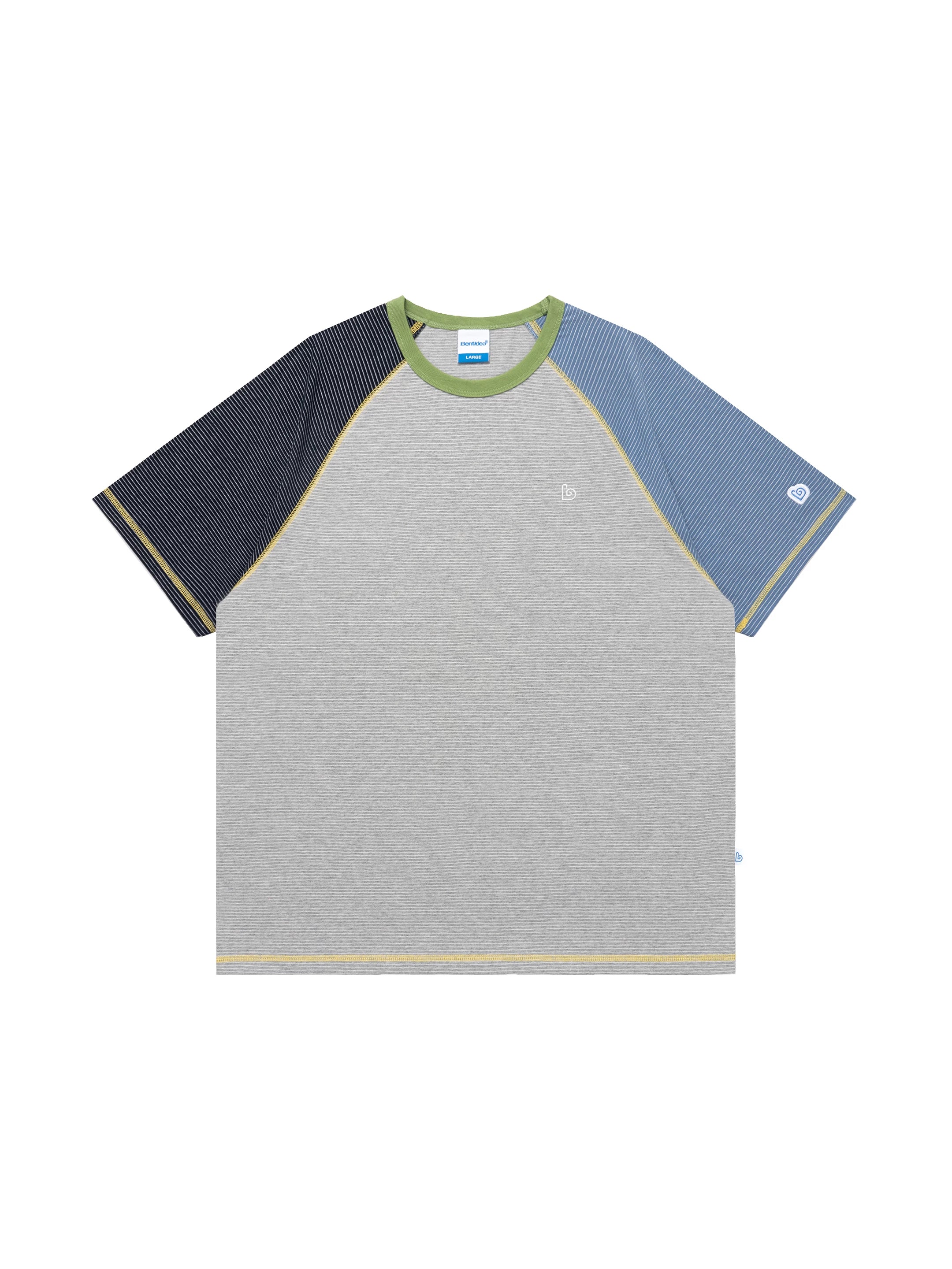 BENT IDEA Irregular Striped Color Matching Shoulder Tee