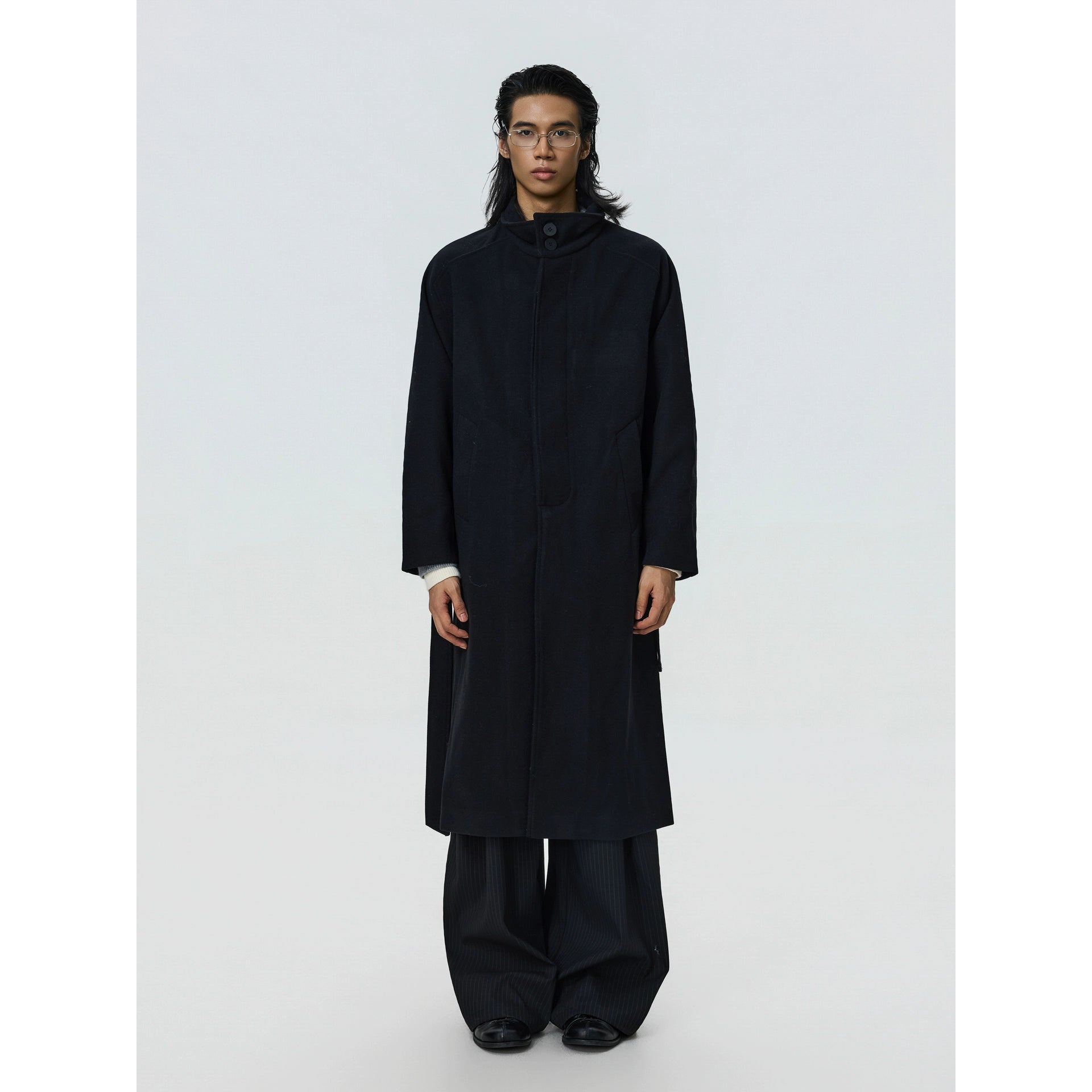 BTSG Minimalist Double-sided Woolen Stand-up Coat