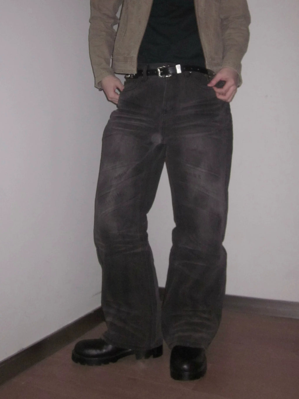 URRRGE Heavy-duty Three-dimensional Crumpled Cat Whisker Denim