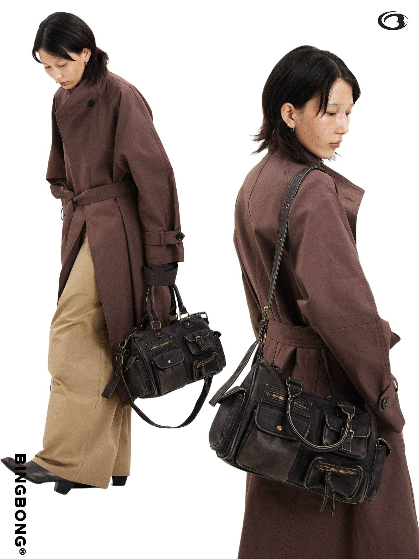 BINGBONG Retro Commuter Large Capacity Shoulder Messenger Bag