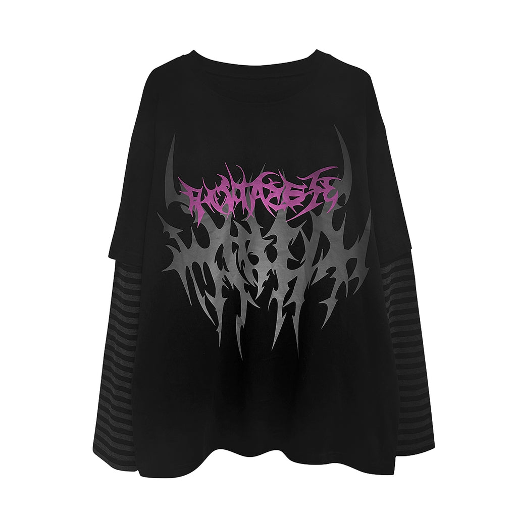Wetbody Rock Diablo Print Fake Two Piece Long Sleeve