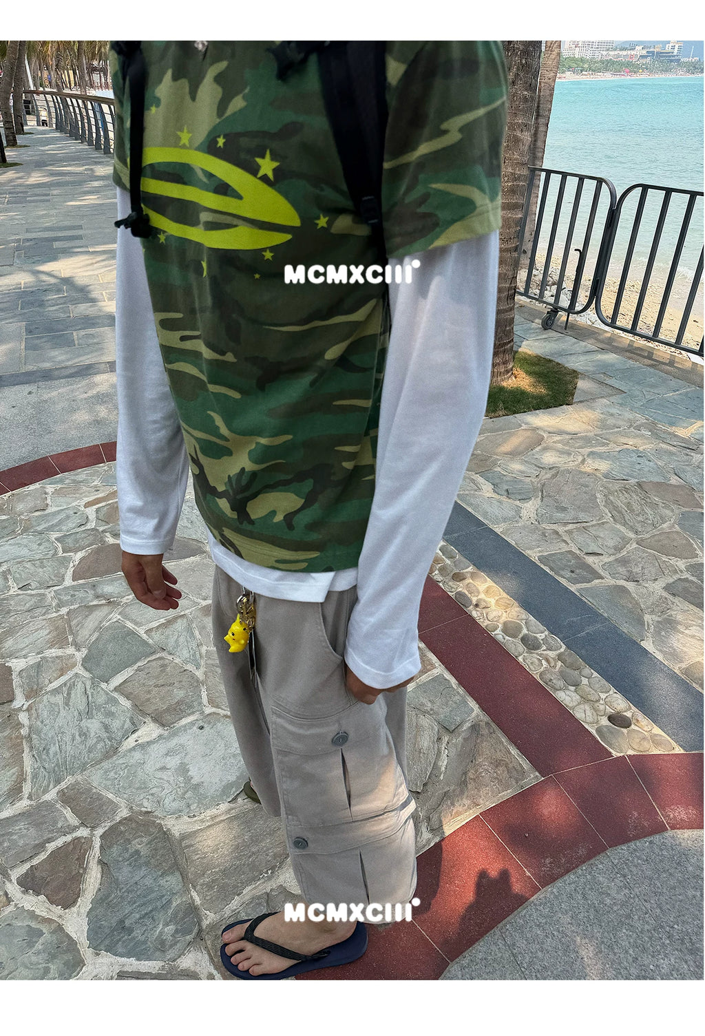 Mcxmciii Camouflage Contrasting Color Star Print Casual Tee