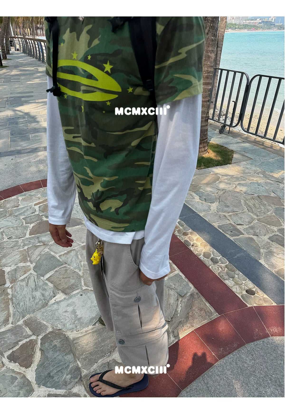 Mcxmciii Camouflage Contrasting Color Star Print Casual Tee