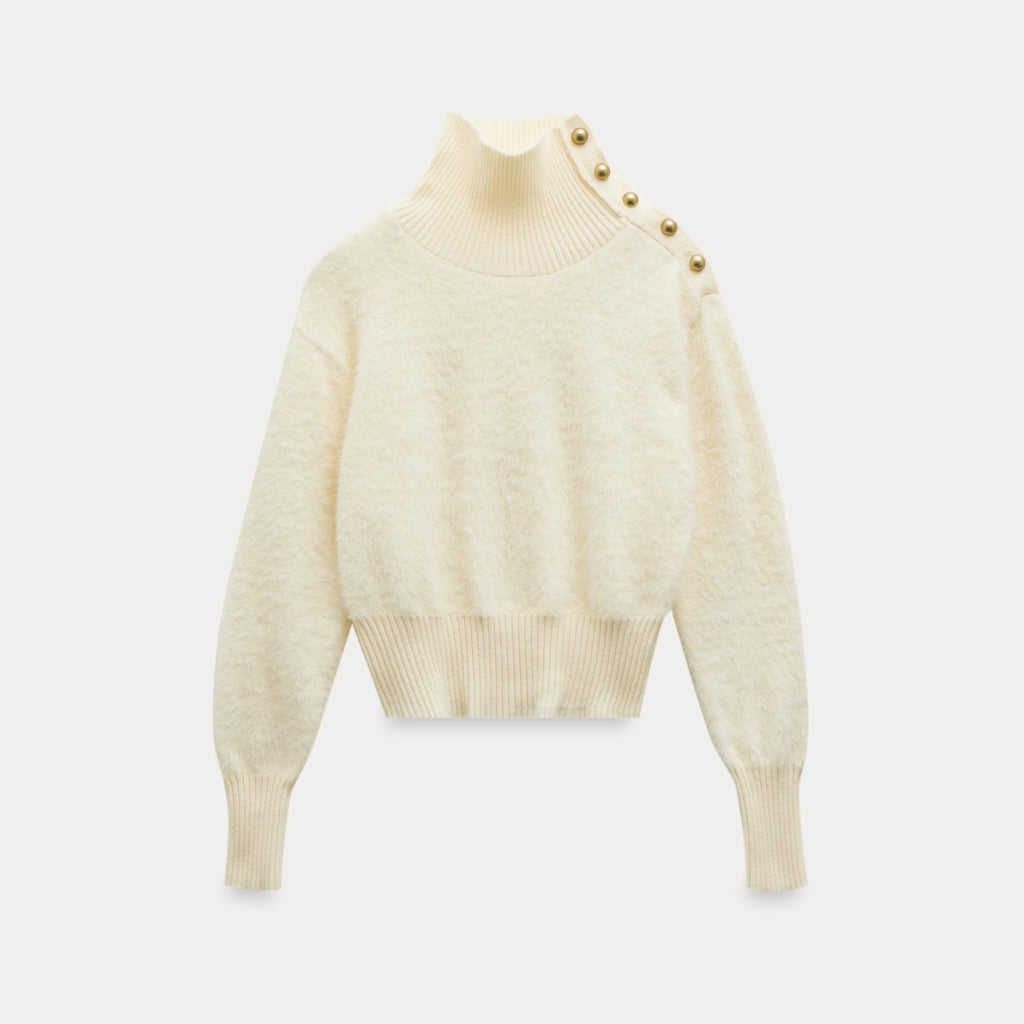 EGGKA Button Plush Simple Temperament Knitted Sweater