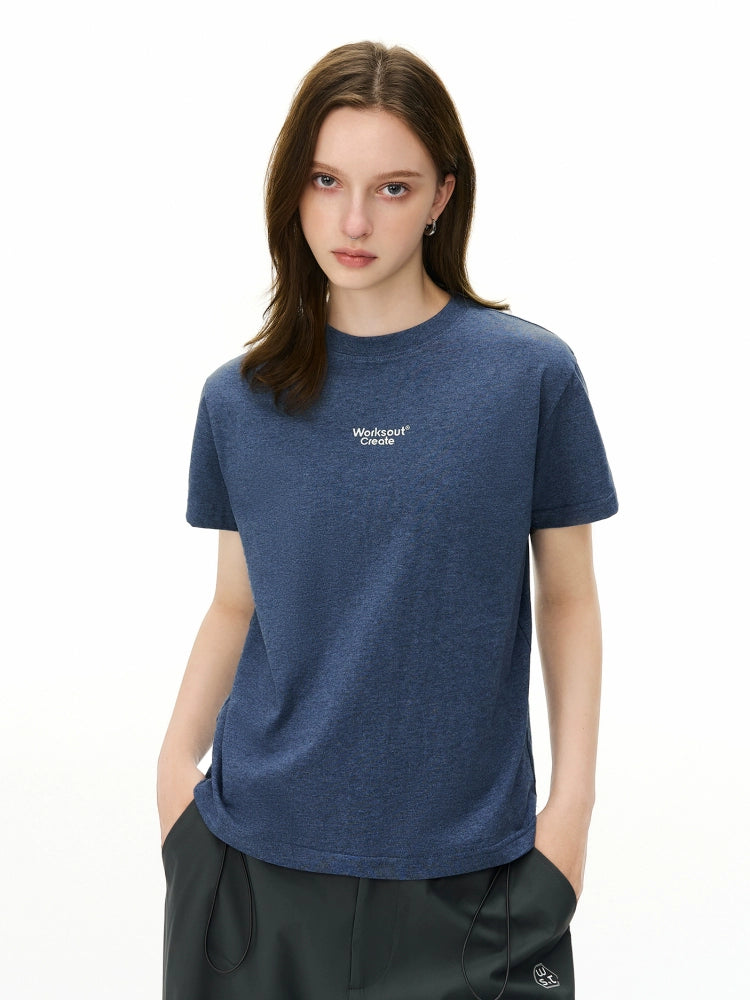 NICEBAD Flower Yarn Slogan Front Shoulder Tee